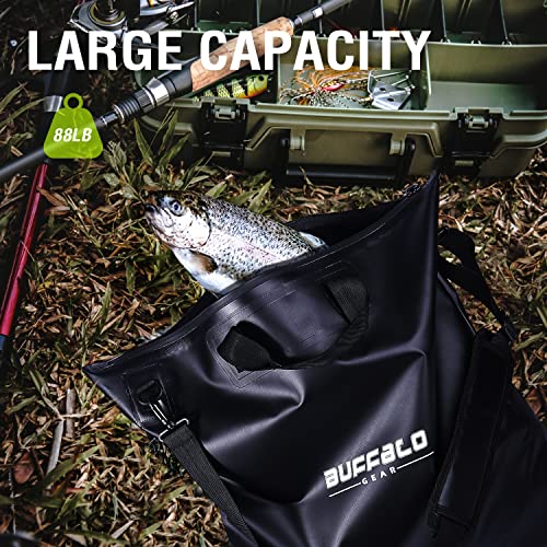 Buffalo Gear Fish Tournament Weigh in Bag for Bass Fishing, Heavy Duty Fish Bag for Caught Fish Waterproof,Leakproof,Puncture Resistant - color: Black-25×23in