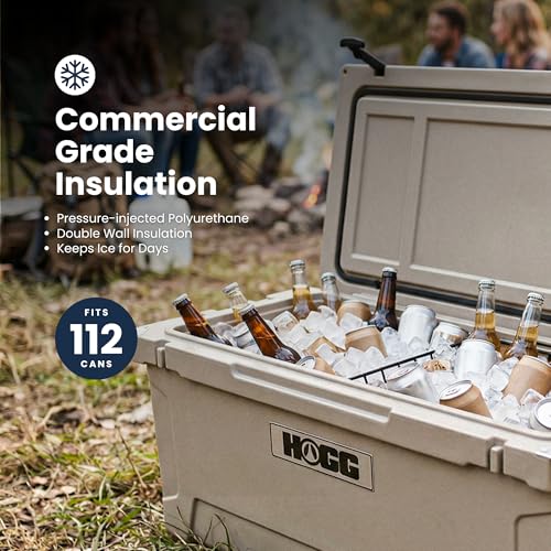 Hogg Rotomolded Coolers, Ice Chest with Wheels, Wheeled Cooler, Rotomolded Ice Chest, Dry Storage, Fishing and Camping Items, Birthday Gifts for Men - color: Clear Sky, size: 110qt