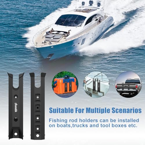 Aventik 2/4pcs Tube Fishing Rod Holders for Boat Truck Tool Box with Tool Slot, Wall Mount Fishing Pole Holders with Screws - style: 2 Pole&tool Slot