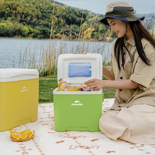 Naturehike 5.3/15/19 QT Hard Cooler, Insulated Ice Chest Box, Portable Ice Retention Cooler for Beach Camping Picnic Fishing Barbecue - color: Green, size: 14.8QT