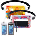 4 Pack Waterproof Fanny Pack with Waist Strap Waterproof Phone Pouch Dry Bag for Kayaking Pool Swimming Boating Beach Fishing Travel Diving Surfing (Hawaii, 2 Fanny Pack + 2 Pouch Bag) - color: A-Hawaii
