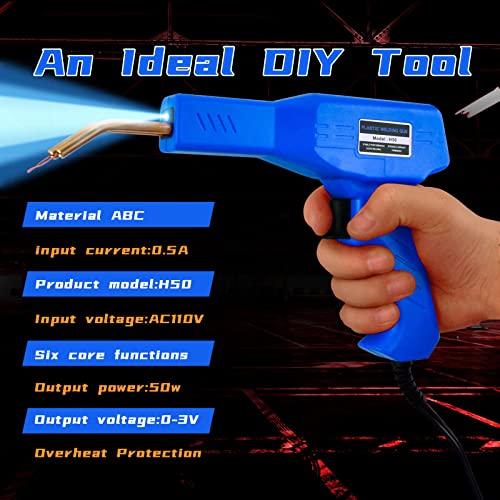 Plastic Welder, 1200PCS Staples, Plastic Welding Kit, Must Have for DIYers, Instant On/Off, Welder Kit, Bumper Repair, Portable Toolbox (Blue) - color: Blue