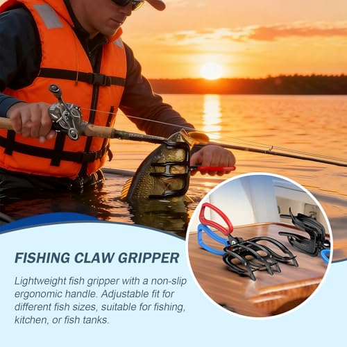 4 Packs 2/3 Claw Fish Gripper, Fish Grabber, Metal Fishing Pliers, Fish Grip Tackle Holder, Multifunctional Fishing Control Clamp, Forceps for Grip Most Freshwater