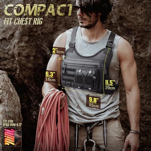 RXW Chest Bag for Men Women, Tactical Chest Rig Holster, EDC Chest Pack | Lightweight No Bounce Chest Holster for CCW EDC Tactical Use Secure Fit for Running Hiking Motorcycle Outdoor - color: Black