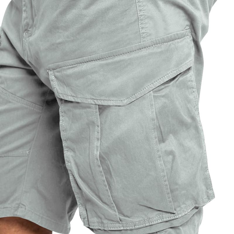 Mens Summer Casual Cargo Shorts Fashion Lightweight Loose Fit Short Pants Drawstring Elastic Waisted Outdoor Shorts - color: Light Grey, size: 3X-Large