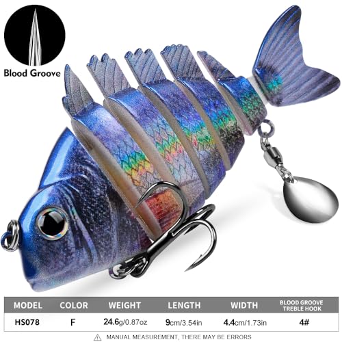 Crankbait Fishing Lure Pike Muskie Lures Lifelike Multi Jointed Swimbait Segement Hard Minnow Bait Treble Hook - color: HS078FGHIJ-5pcs/set