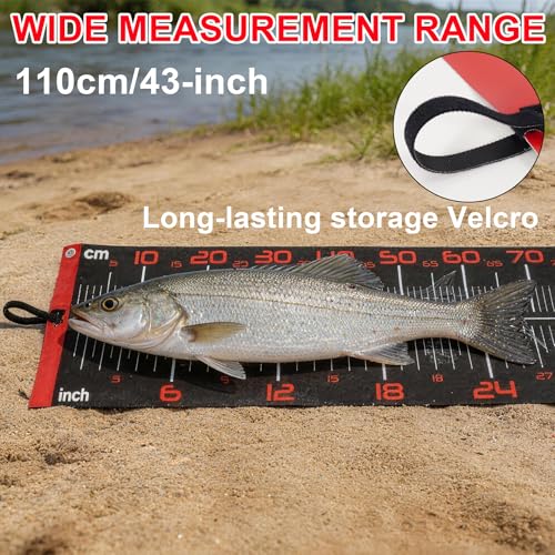 RUTU 43-inch Fishing Tape Measure, 110cm Outdoor Fishing Measuring Ruler, Dual-Scale Fishing Tape, Metric and Imperial Measurements, Waterproof UV-Resistant Fishing Measuring Tool, 25cm/9.8-in Width - size: 43x5.1 inch