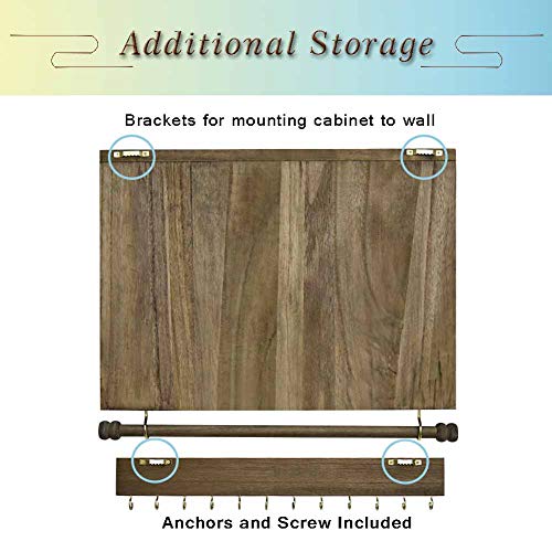 Rustic Wall Mounted Jewelry Organizer,Vintage Wooden Hanging Jewelry Holder Box with Barndoor Decor for Necklaces, Earings, Bracelets, Rings, Accessories. Includes Hook Organizer - color: NATURAL