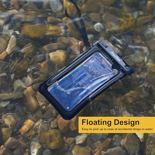 ProCase 2 Pack Floating Waterproof Phone Pouch IPX8, Universal Dry Bag Fits iPhone 17/16/15/14/13 Series, Galaxy S24/S23/S22, Pixel 8/7 (Up to 7”), Touchscreen, Underwater & Snow Protection -Black - color: Black
