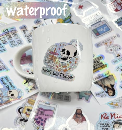 170Pcs Funny Nurse Stickers Pack - Holographic Medical Decals for Water Bottle, Laptop, Computer, Kindle, Cup & Planner - Nursing Gifts for Healthcare Workers - style: Funny Nurse Stickers