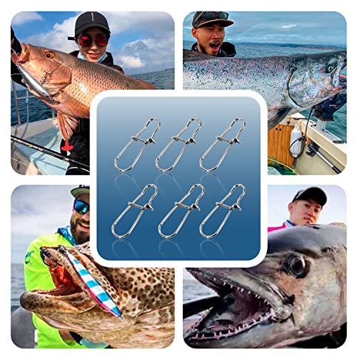 100 Pack Fishing Duo Lock Snap Fishing Snaps and Clips Freshwater Saltwater Fishing Gear Hooked Snap Speed Clips Fishing Lures Connector Quick Change Fishing Snap - size: Size #6(132lb) 100 PCS