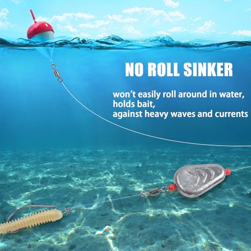 No Roll Sinker Fishing Weights, No Snag Flat Inline Catfish Sinkers Weights Saltwater Surf Fishing Rigs Catfishing Tackle - style: 4oz-5pcs