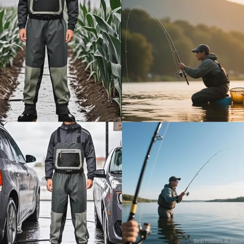 Stockingfoot Fishing Waders for Man, Breathable Waterproof Chest Waders with Neoprene Feet, Reinforced River Fishing Waders for Fly Fishing