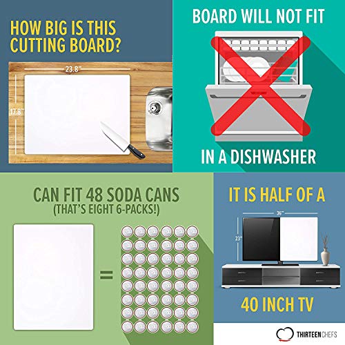 Thick XL 24x18 Plastic Cutting Board 0.75 Inch Thick, Extra Large NSF for Food Service - color: White, size: 24"L x 18"W