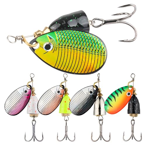 Inline Spinner Bait – Fish-Shaped Spinnerbait Lures 5-Pack, 360° Rotation with Reflective Blades, Perfect for Freshwater & Saltwater Fishing, Targeting Bass, Trout, Pike, Perch & More - color: Composite Spinnerbait