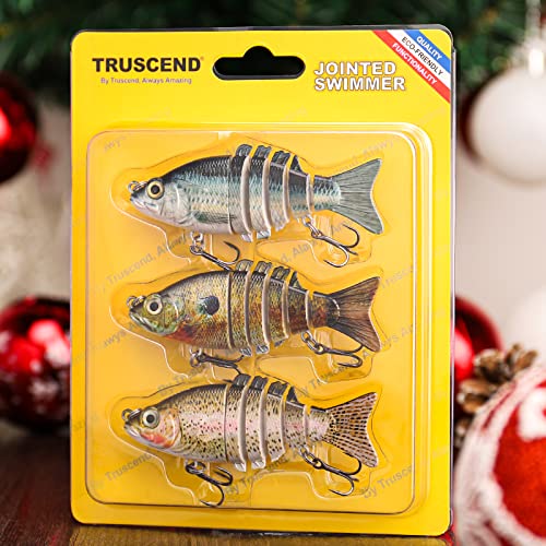 TRUSCEND Swimmax Easy Catch Fishing Lures with BKK Hooks, Wiggling, Vibrating, Rattling and Gurgling for More Bites, Heavy-Duty Dyneema Fiber Jointed Swimbaits for Bass, Trout, Crappie, Walleye, Pike - color: A1-3",0.4oz