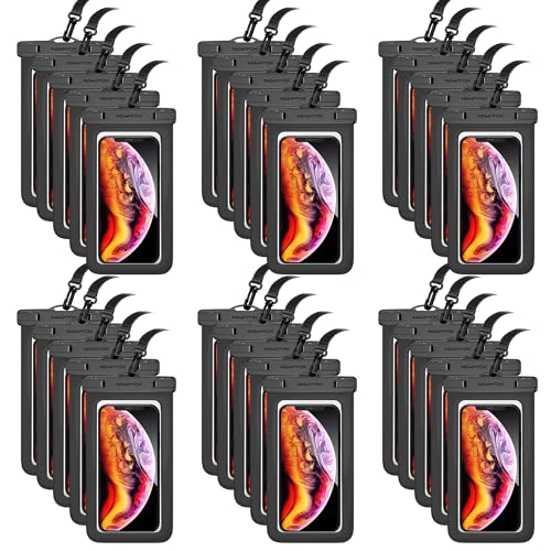 30 Pack 8.5“ Waterproof Cell Phone Pouch - Underwater Dry Bag Case Lanyard - Water Proof Clear Holder Protector for iPhone 17 16 15 Pro Max Plus Samsung Galaxy S25 S24 Ultra Note for Beach Swimming - color: 30 Pack Black