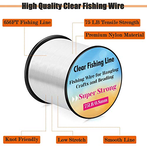 Strong Fishing Line Clear, Acejoz Fishing Wire 0.3mm, 0.45mm, 0.8mm Invisible Hanging Wire Nylon String Heavy Duty Monofilament Line for Hanging Decoration Balloon Garland Crafts - color: 0.8mm