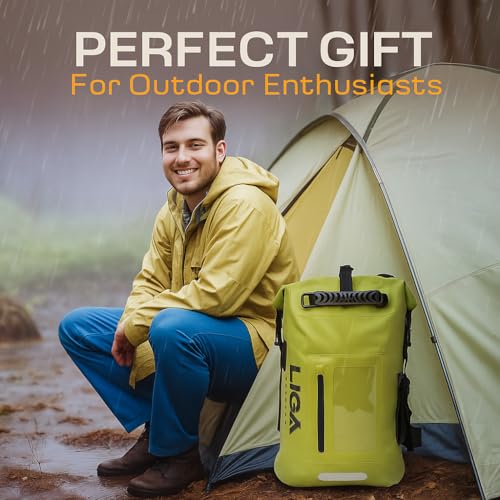 LIGA Waterproof Duffel Bag Backpack, 30L Heavy Duty Roll-Top Closure Travel Backpack, Cushioned Dry Storage Bag for Hiking, Kayak, Travel, Biking, Camping, Fishing (Green) - color: Green