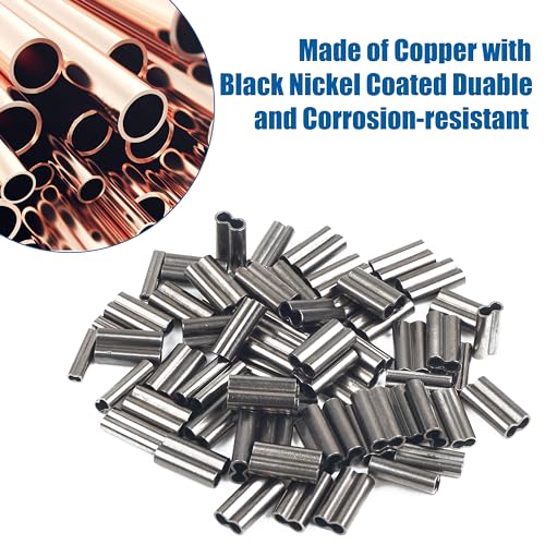 100PCS Double Copper Barrel Crimp Sleeves,Barrel Copper Sleeves Wire Rope Fishing Crimp Sleeves Fishing Line Tube Connector Mono Leader Crimps - size: Inside Dia 1.0mm - 100pcs