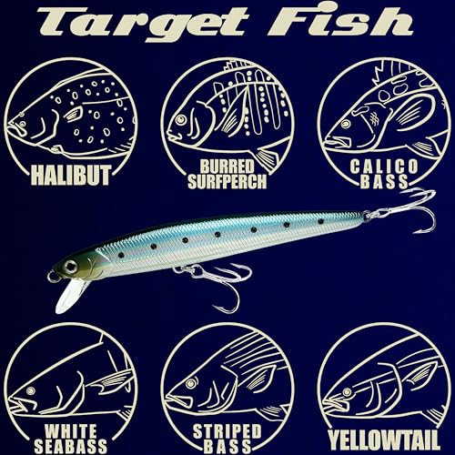LUCKY CRAFT FlashMinnow 130MRS Saltwater Fishing Lures, Jerkbait for Halibut and Bass Fish, Slow Sinking 2-4ft, Surf Fishing Gear and Tackle Box Accessories - color: 714 Metallic Sardine