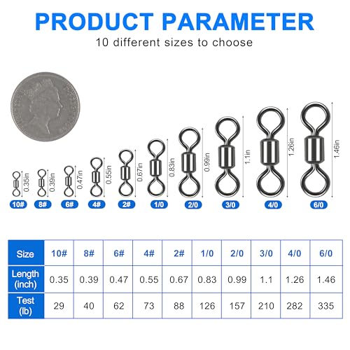 Rolling Barrel Fishing Swivel Black Nickle Fishing Hook Line Connector Fishing Tackle Accessories 30LB to 335LB 50-100pcs - size: 100pcs 4#