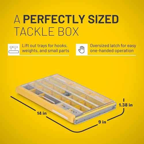 Plano EDGE Premium Terminal Tackle Utility Box, Clear and Yellow, Rust-Resistant Storage, Waterproof Tackle Tray Organizer for Weights, Hooks, and Baits - style: Terminal