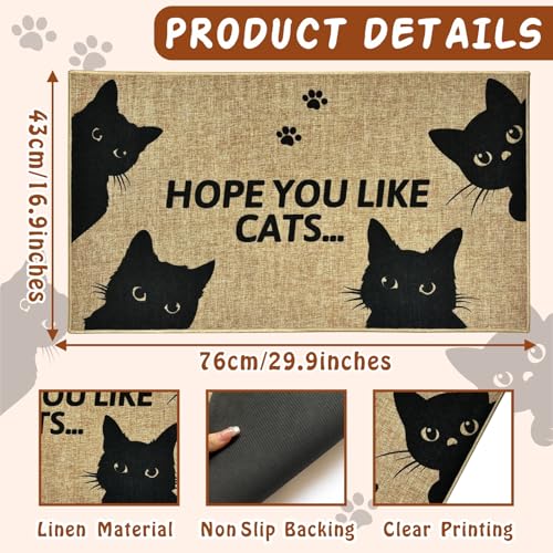 Black Cat Welcome Doormat Outdoor Funny Cat Entryway Rug Cute Animal Carpet Mat Modern Inside Outside Non-Slip Doormat Indoor Washable Floor Mat for Patio Hallway Home Decor - color: Cat