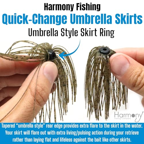 Harmony Fishing – Quick Change Umbrella Skirts for Fishing Jigs, Spinnerbaits, Buzzbaits, Lures, Baits (10 Pack) - color: Black