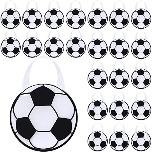 Shihanee 24 Pcs Soccer Party Favor Bags Ball Themed Party Goody Candy Bags Sport Game Treat Handbags Soccer Non Woven Gift Handbags for Sport Theme Supplies - style: Soccer