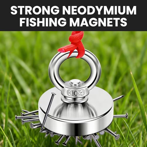 DIYMAG Super Strong Neodymium Fishing Magnets, 1000 lbs(453 KG) Pulling Force Rare Earth Magnet with Countersunk Hole Eyebolt Diameter 3.55 inch(90mm) for Retrieving in River,Lifting and Pick up - size: 90mm