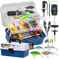 THKFISH 400PCS Fishing Lures Accessories Kit with Large 3-Layer Tackle Box Complete Freshwater Bass Fishing Gear Tools Set with Pliers, Fish Scale, Crankbait, Hooks, Weights Gift for Men - color: Blue