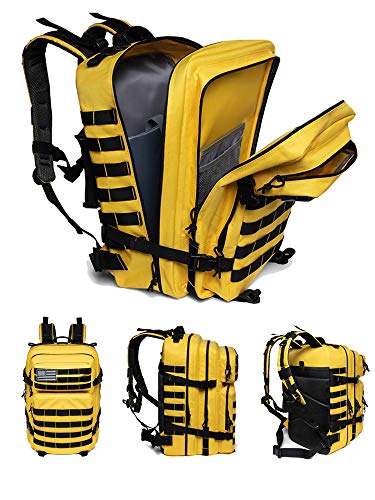 QT&QY 45L Military Tactical Backpacks Molle Army Assault Pack 3 Day Bug Out Bag Hiking Treeking Rucksack… - color: 3.2 Yellow