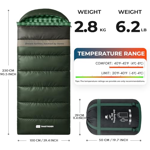 Cotton Flannel XXL Winter Sleeping Bags for Adults Big and Tall,Cold Weather 90x39 Inch Camping Sleep Bag,Waterproof Machine Washable 4 Season Outdoor Camping Gear,2-Way Zipper - color: Green, size: 6.2lb(40-45℉)