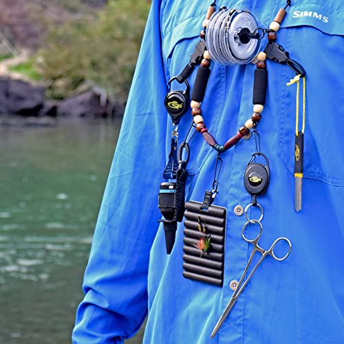 SF Fly Fishing Lanyard Neck unload/Loaded Necklace Adjustable Tool Holder with Foam Neck Strapfor Include Tippet, Plier, Zinger Retractor, Nippers, Hook Sharpener, Fly Patch, Floatant Bottle Holder