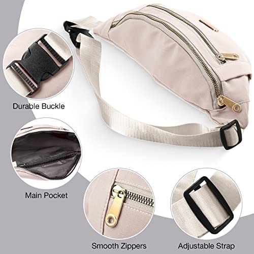 3 Pcs Waterproof Fanny Packs for Women and Men Waist Pack with Adjustable Strap Waist Pouch for Sports Running Exercise Walking Travel - color: Black, Gray, White