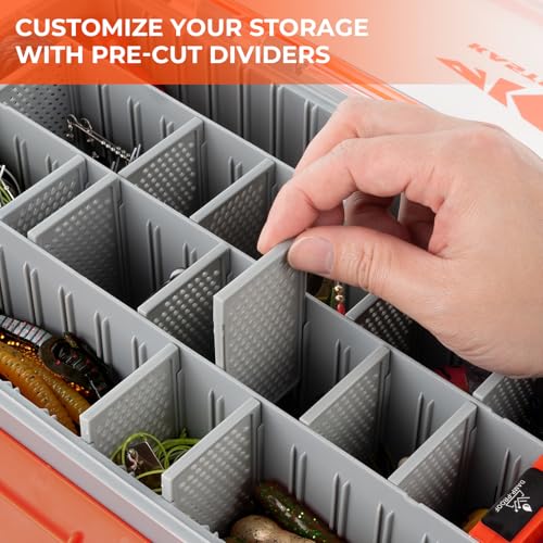 KastKing HyperSeal Waterproof Tackle Box, 3700 Deep Tackle Trays, Fishing Tackle Box Organizer With Removable Dividers, Fishing Gear & Fishing Accessories Storage, 2 Packs - size: 3700 Deep(2 Packs with compartment)