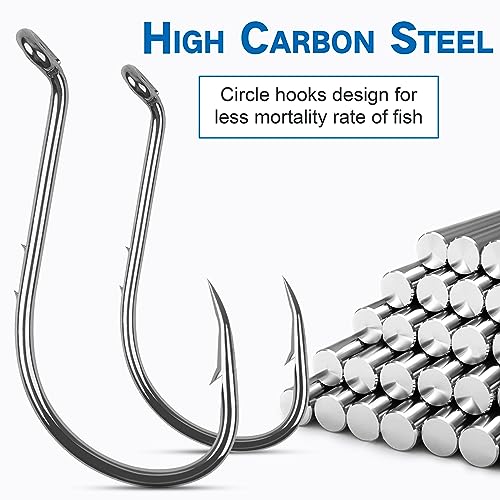 Octopus Baitholder Fishing Hooks, 120pcs Double Barbed High Carbon Steel Offset Circle Hooks Extra Sharp Bait Holder Live Bait Fish Hooks for Bass Catfish Walleye Freshwater Saltwater - size: 2#-120PCS