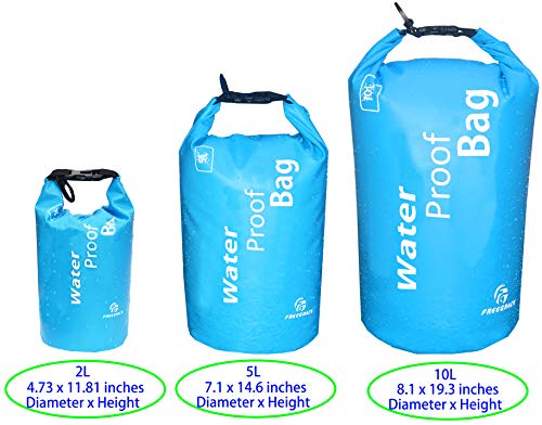 Freegrace Lightweight Floating Dry Bag and Waterproof Phone Case Set, Double Zip-Lock Dry Sack for Water Sports, Rafting, Beach and Camping - color: Blue, size: 2L
