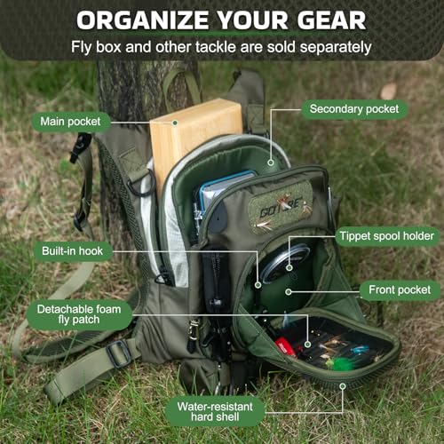 Goture Fly Fishing Chest Pack, Lightweight Chest Pack Tackle Storage Bag, Fly Fishing Bag with Adjustable Padded Neck Strap and Waist Strap, Hard Shell Front Pocket, Water Bottle Pouch, Gifts for Men - color: B:Green