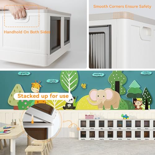 Storage Box, Collapsible Cabinet, 8.4 Gallon (32L) Each One, 2 Packs, Useful Box with Lids, Foldable Drawer, Organizers for Home and Office, Milk White - color: Milk White, size: 8.4 Gal (32L) × 2
