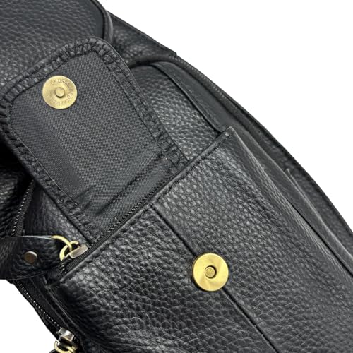 Hebetag Leather Sling Bag Crossbody Backpack for Men Women Travel Outdoor Camping - color: #03black