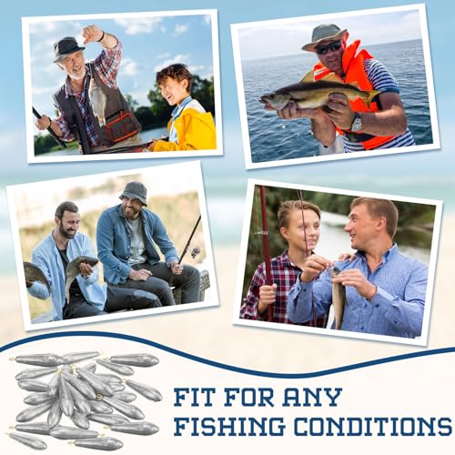 Landhoow Drop Shot Fishing Sinker Weights Kit Freshwater Catfishing Fishing Sinker Bass Casting Removable Line Saltwater Streamlined Snap Weight for Trolling Surf Tackle - size: 1.8 oz