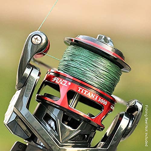 RUNCL PowerBraid Fishing Line 4/8/9 Strands, Braided Fishing Line 300/500/1000Yds - Seamless Weaving Tech, Enhanced Coating Tech, Zero Stretch, High Sensitivity, Smaller Diameter - Braid Line 15-115LB - color: Moss Green, size: 15LB-1000yds(4 Strands)