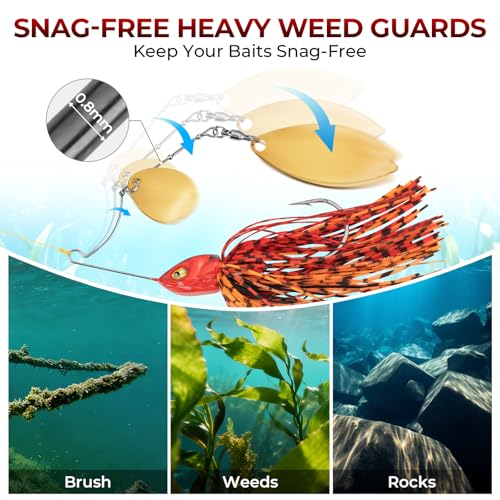 MadBite by KastKing Spinnerbait Fishing Lures, Bass Trout Salmon Walleye Stainless Steel Spinner Baits Kit, Saltwater Freshwater, 4 pcs - color: Bait Fish - Colorado & Willow, size: 3/8oz