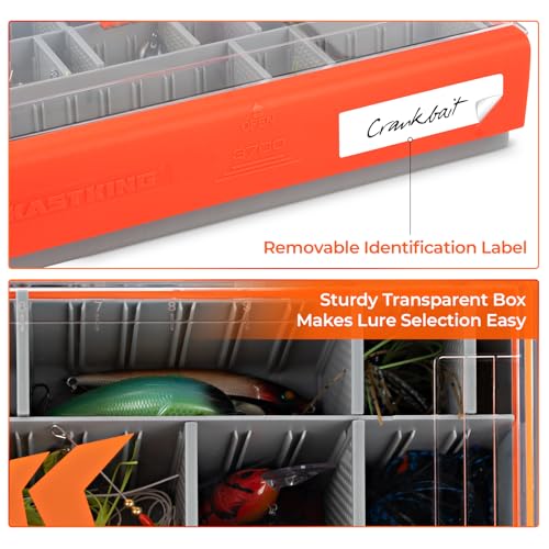 KastKing HyperSeal Waterproof Tackle Box, 3700 Deep Tackle Trays, Fishing Tackle Box Organizer With Removable Dividers, Fishing Gear & Fishing Accessories Storage, 2 Packs - size: 3700 Deep(2 Packs with compartment)