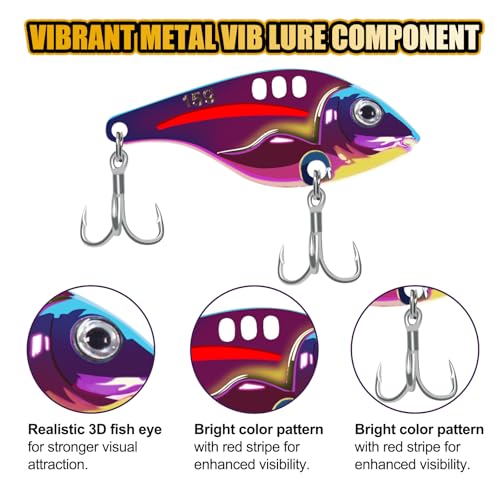 VIB Metal Lures Zinc Alloy Fishing Blade Spinner Bait with Treble Hooks Fishing Spoons Lures Pack of 5 - color: Blade Lures-A, size: 10g