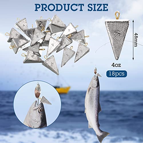 Shimeyao 18 Pieces Pyramid Sinkers Fishing Weights Triangle Fishing Sinkers Rig Pyramid Sinker for Ocean Saltwater Surf Bass Casting Gear Tackle - size: 4 oz