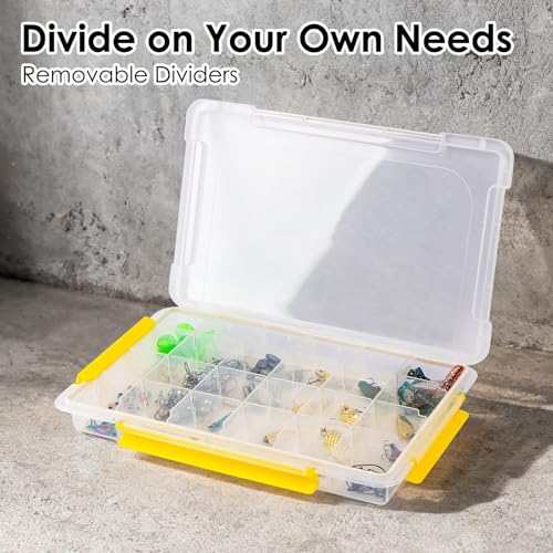 DOWELL Tackle Boxes, Plastic Tackle Storage Box Set, 4 Assorted Sizes with Removable Dividers, Fishing Tackle & Parts Organizer (4 Packs Trays)