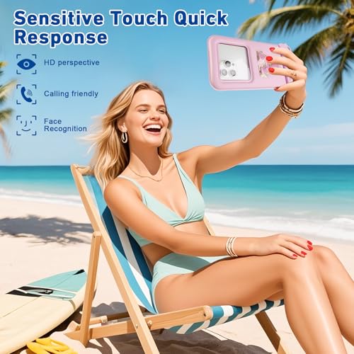 Waterproof Phone Pouch Floating, IPX68 Waterproof Phone Case for Beach Kayak Cruise Essentials, Dry Bag for iPhone 17 16 15 Pro Max Samsung S26 S25 S24, Up to 7", Pink Letter - color: Pink Letter